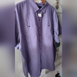 Men's 3xl NWT Synergy short sleeve shirt purple 🟣 and white small check ✔️ shir